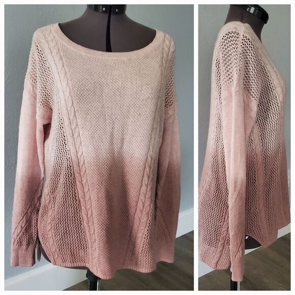 American Eagle Outfitters Sweater Women's Small Pink Ombre Split Hem Boho - Picture 1 of 7